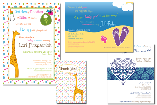 Baby and bridal shower invitation designs